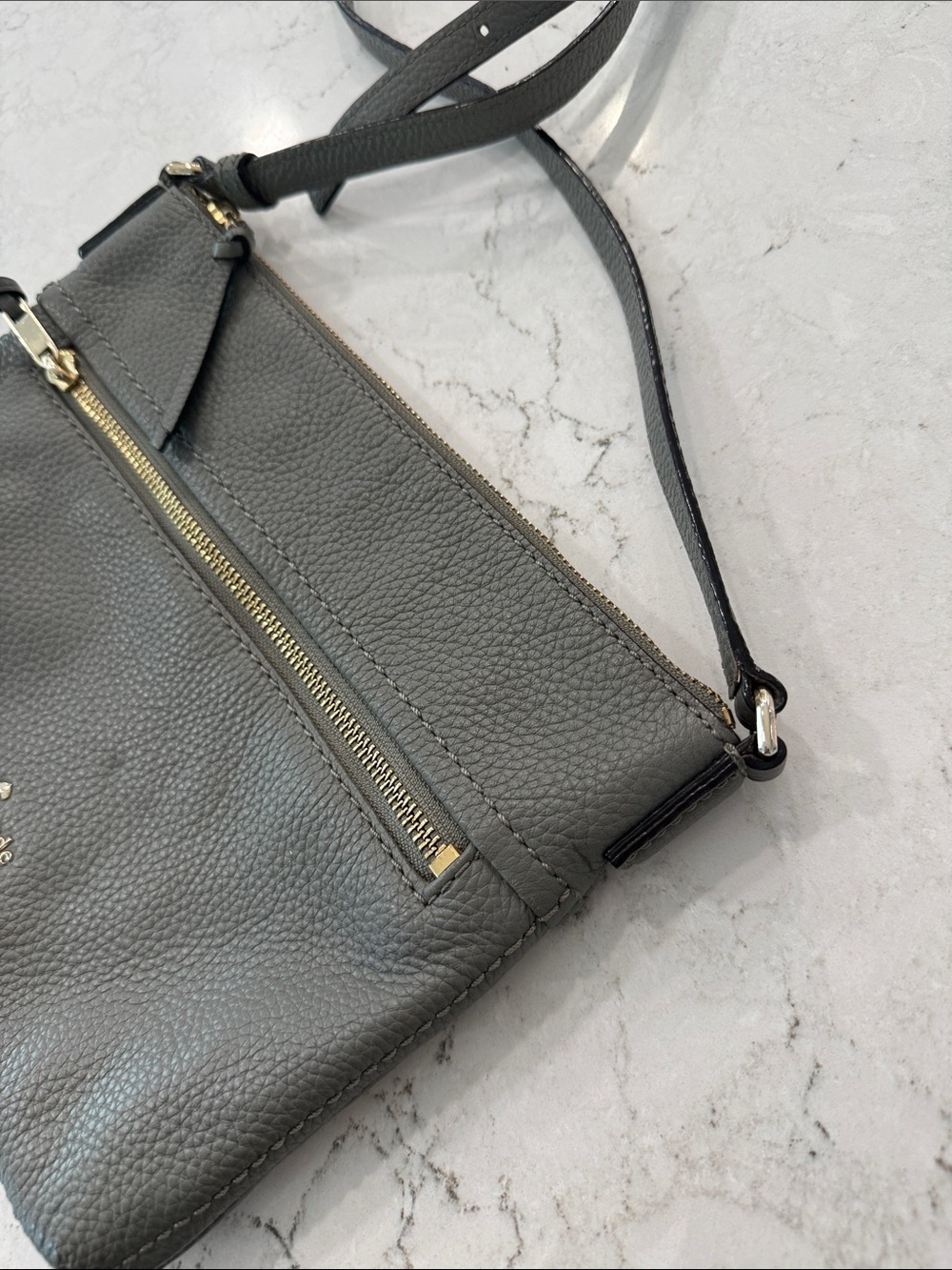 kate spade Gray Pebbled Leather Crossbody with Gold Hardware - Picture 2 of 9